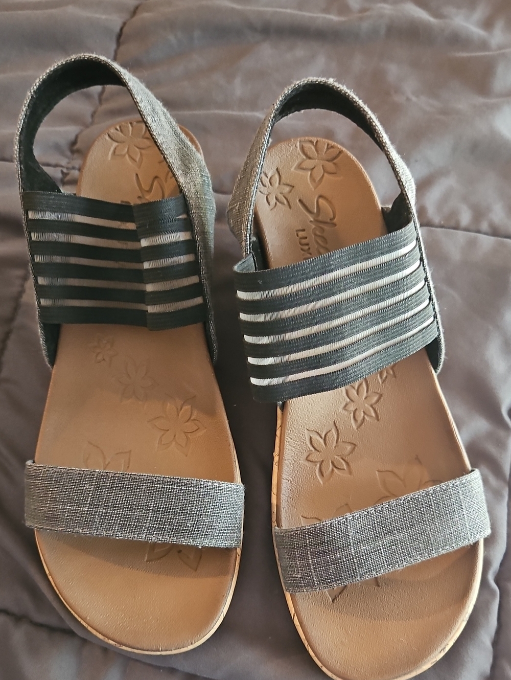 Women's Skechers Gray Elastic Strap Sandals